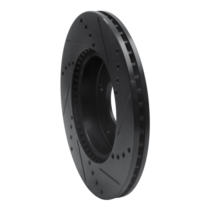 Kia Soul Brake Rotor (1) - Front Left - R1 Concepts - Drilled & Slotted - Black - `10-`11